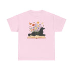 Gordon Setter Resting on Book Amidst Blooms Garden Art T-Shirt