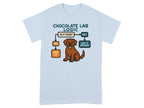 Chocolate Lab Logic flowchart with dog graphic and text "Is it food?"
