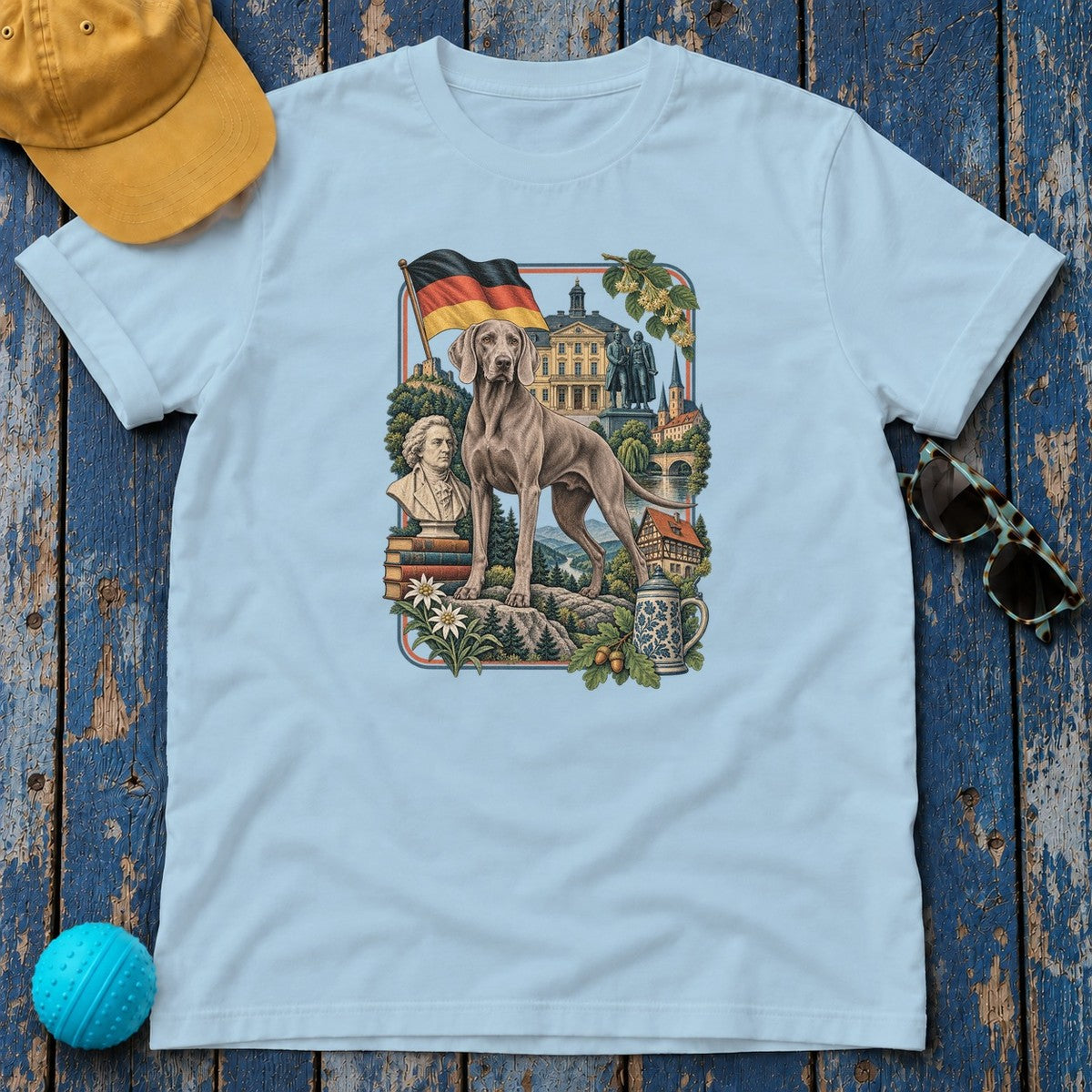 Weimaraner Germany Heritage T-Shirt in Light Blue