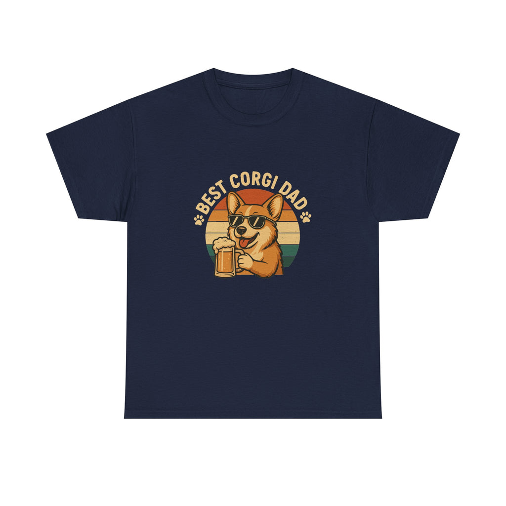 Best Corgi Dad Beer Lover Dog Retro Style Art T-Shirt