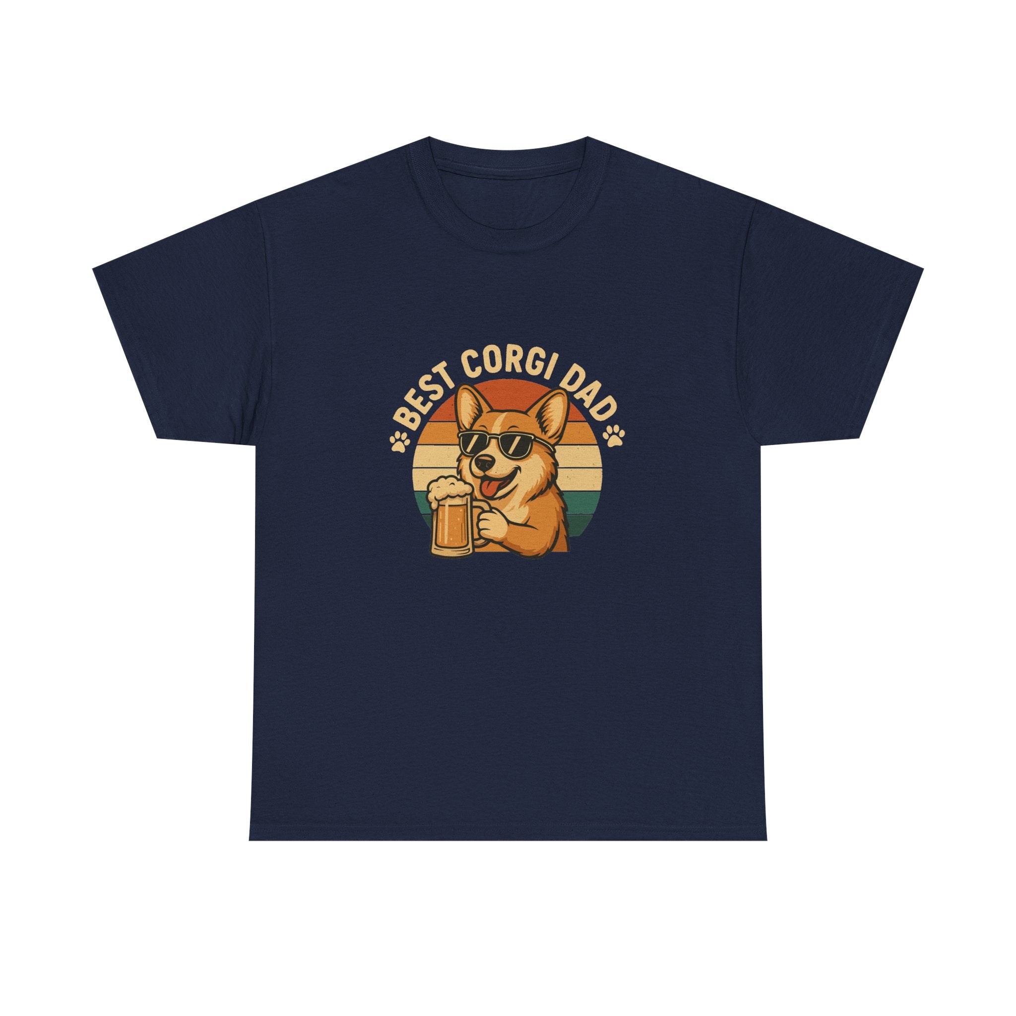 Best Corgi Dad Beer Lover Dog Retro Style Art T-Shirt