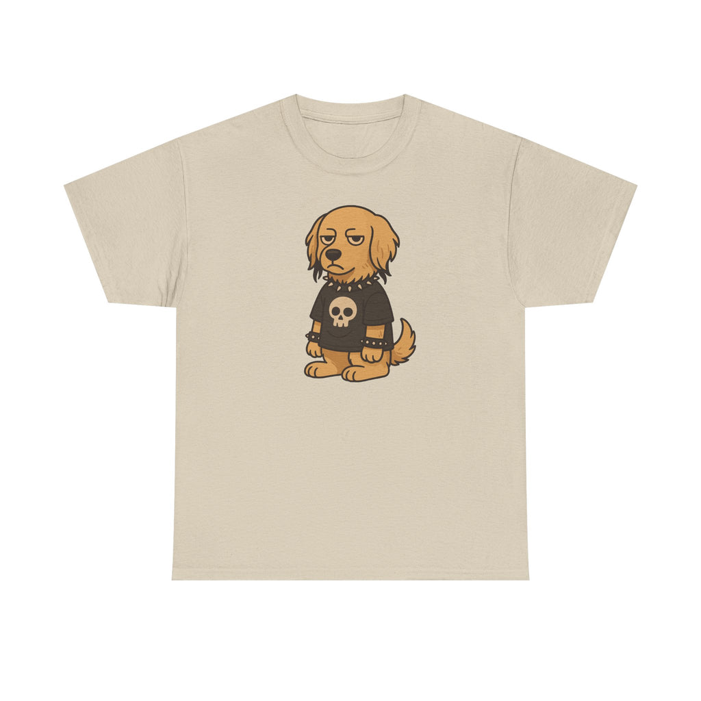 Goth Punk Golden Retriever In Skull Shirt T-Shirt