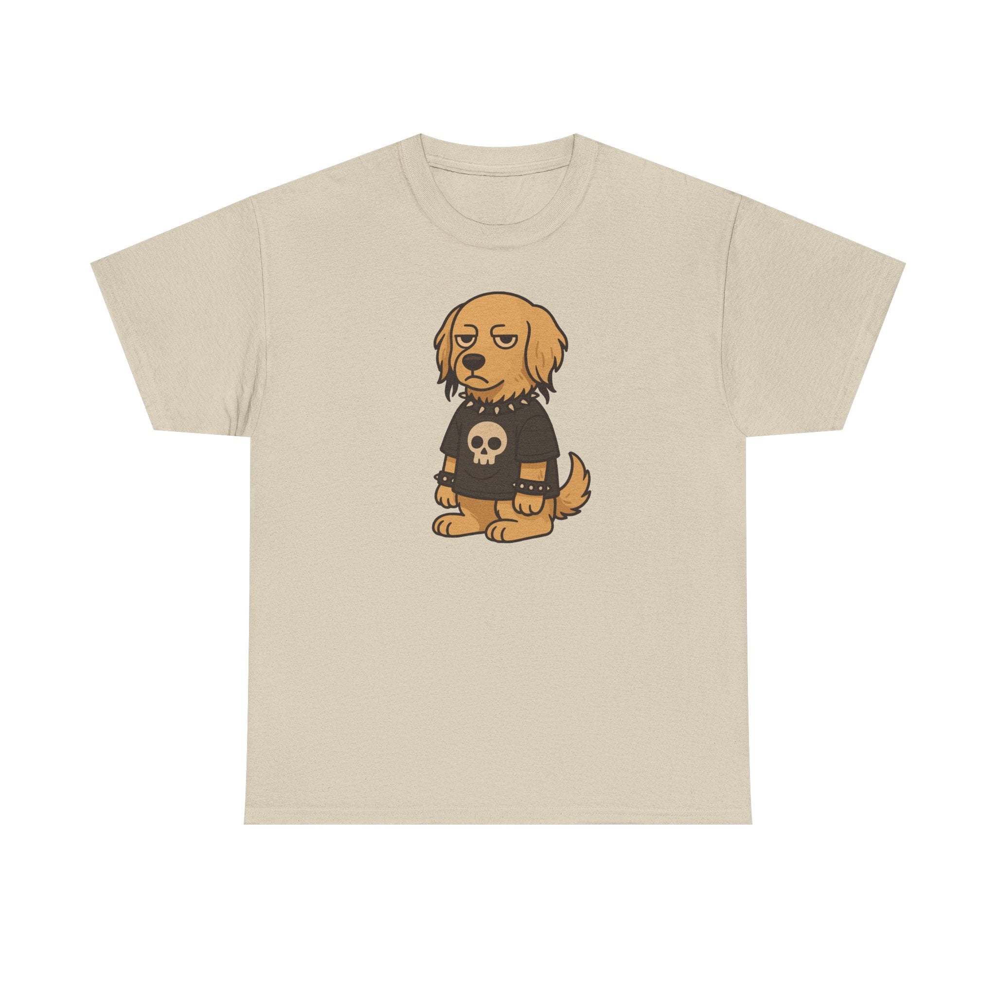 Goth Punk Golden Retriever In Skull Shirt T-Shirt