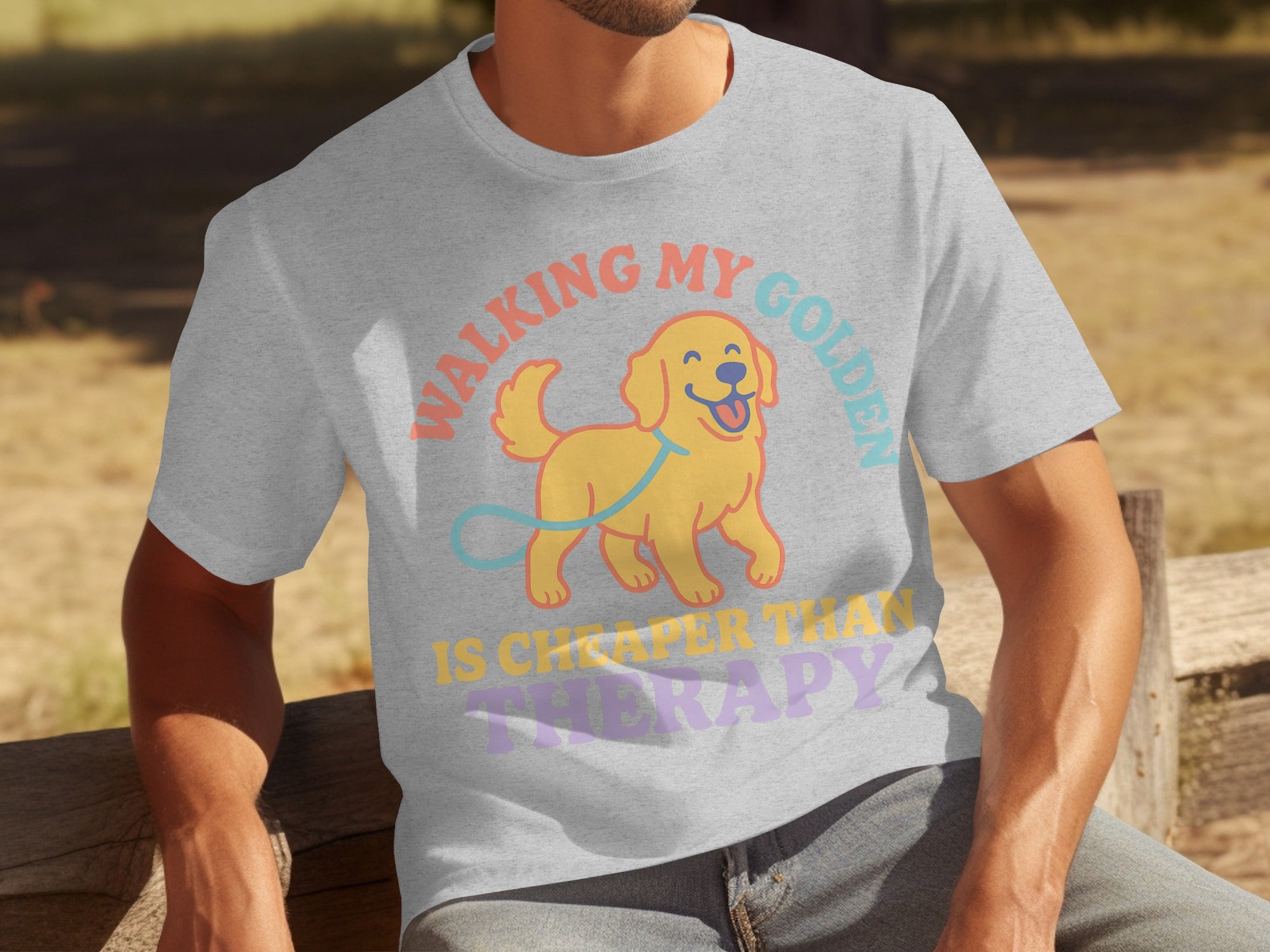 Walking My Golden is Cheaper Than Therapy T-Shirt