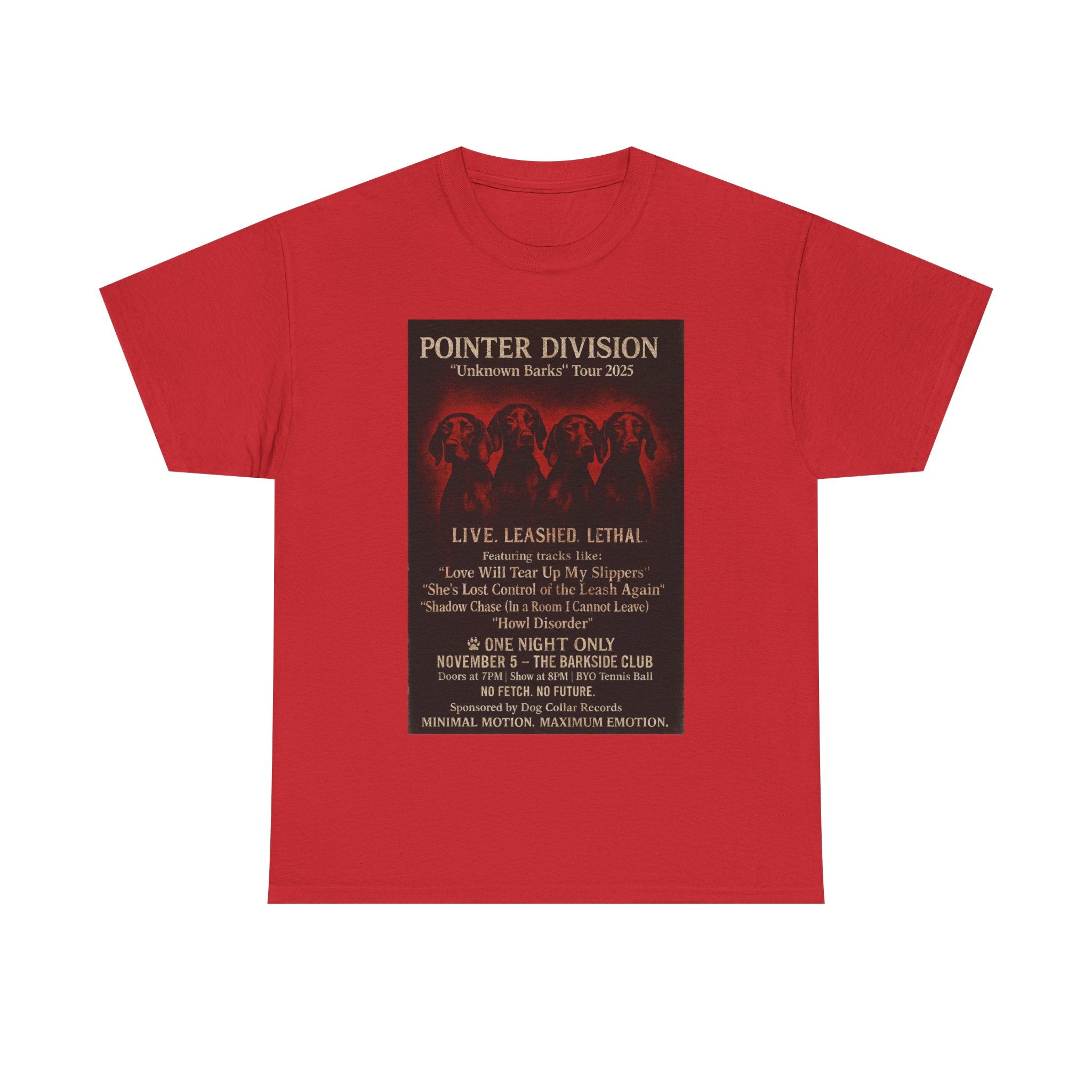 "Pointer Division" Vizsla Spoor Punk Concert Tee Red T-Shirt