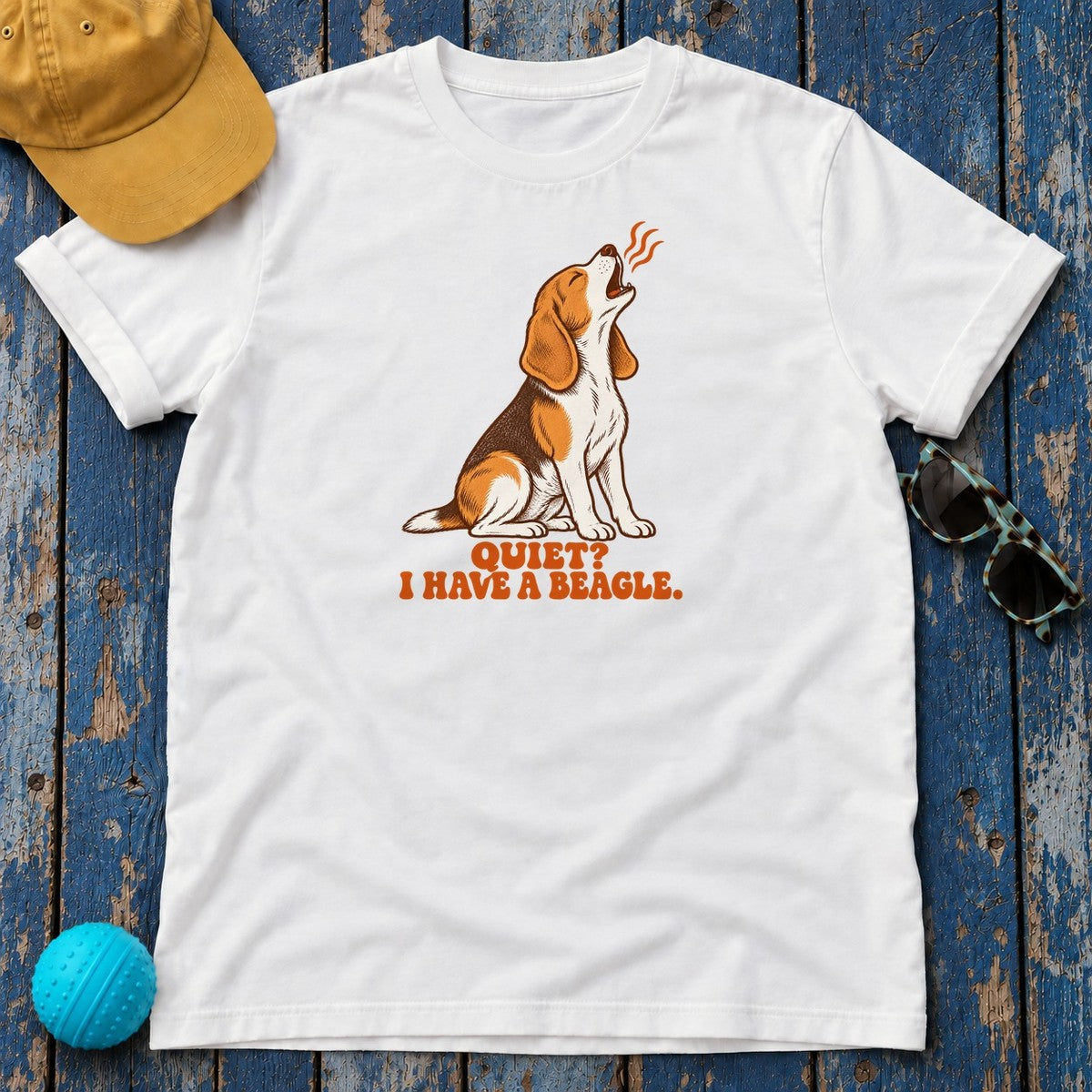Quiet I Have a Beagle T-Shirt in White - flat lay