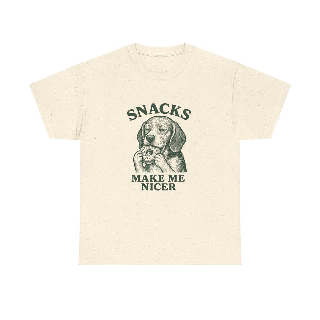 Snacks Make Me Nicer Dog with Beagle T-Shirt