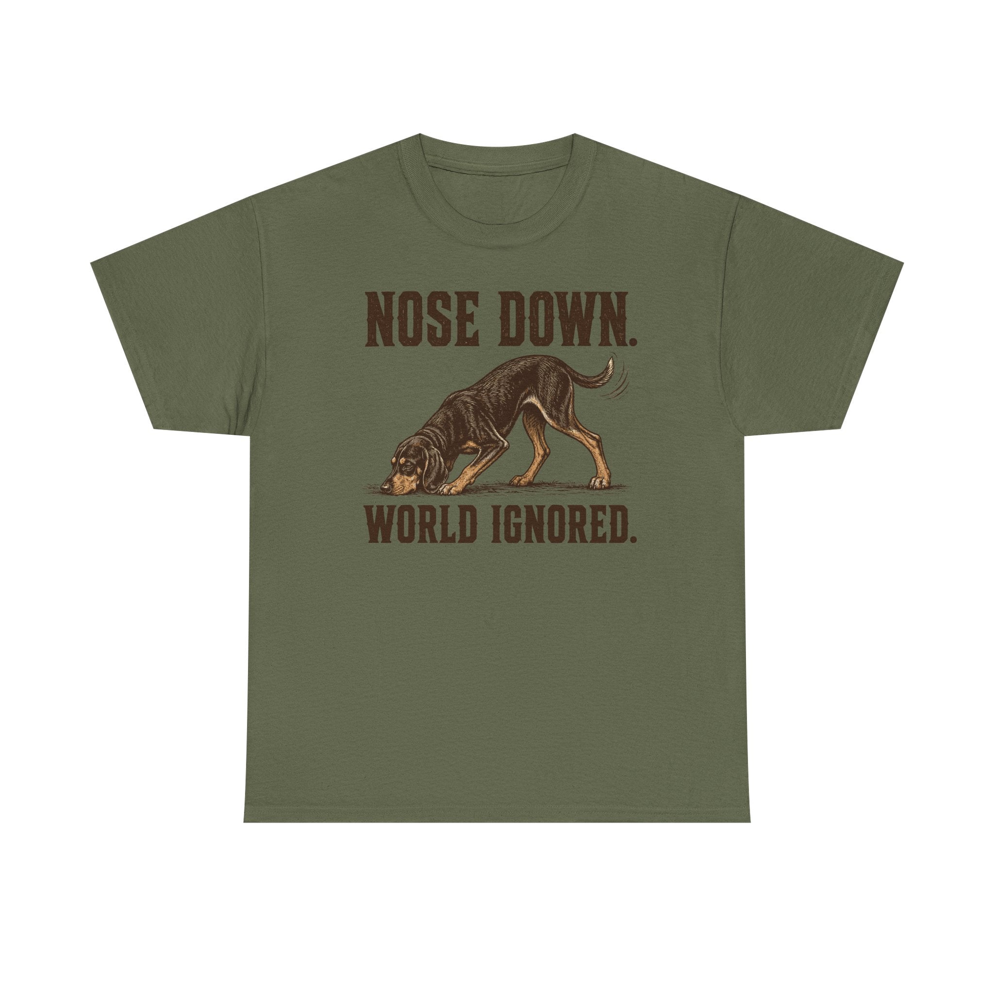 Nose Down. World Ignored. Coonhound T-shirt