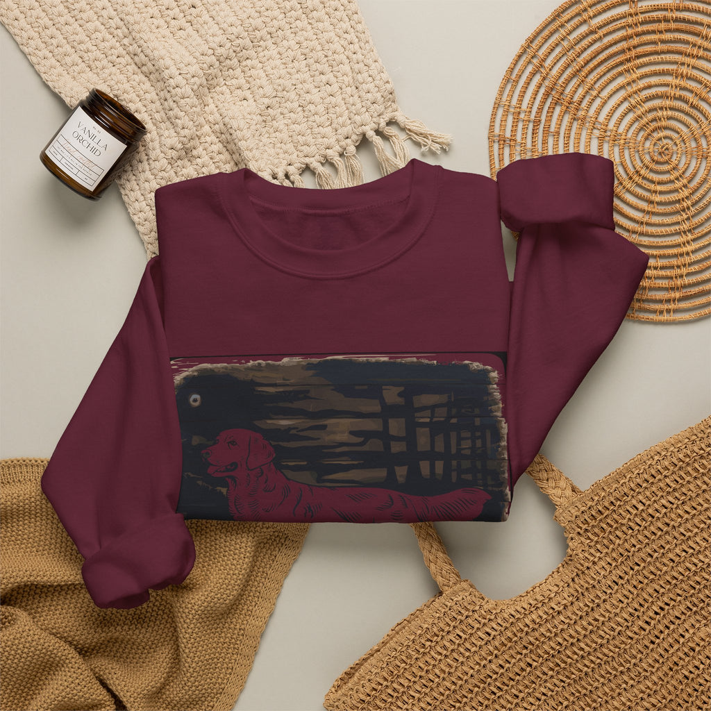 Golden Retriever Woodcut Style Graphic Print Sweatshirt
