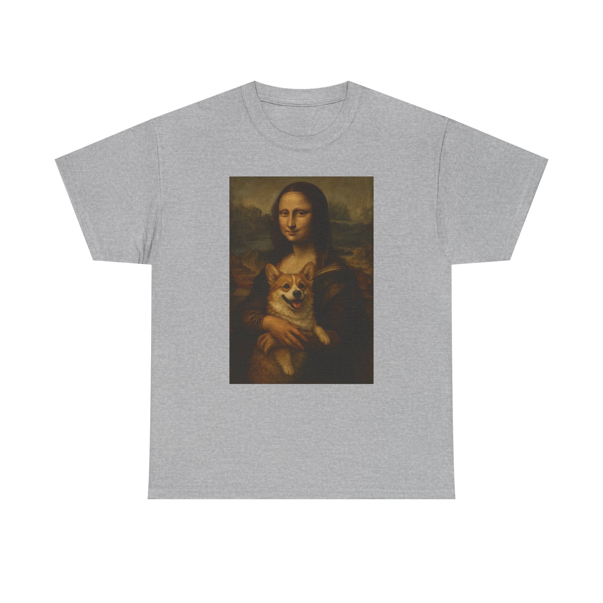 Mona Lisa and Corgi Fine Art Portrait Funny Meme T-Shirt