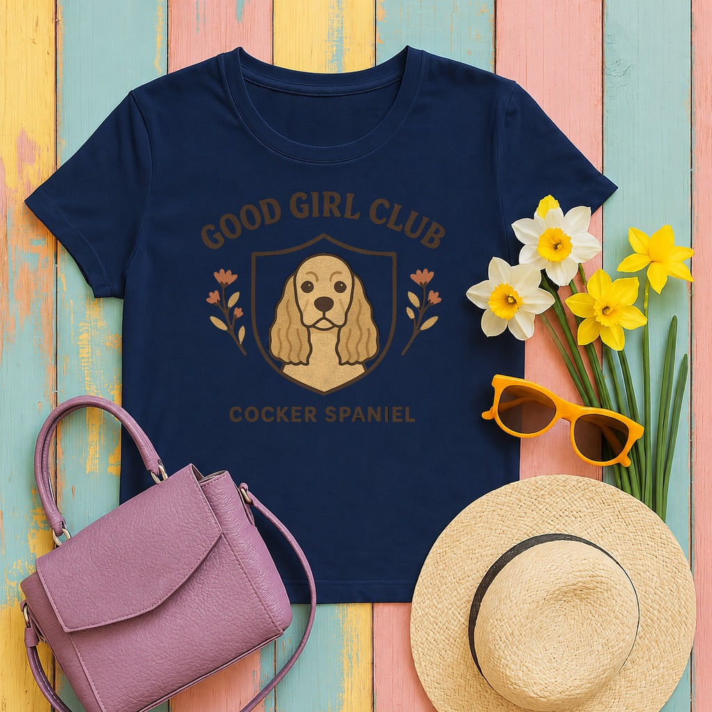 Cocker Good Girl Club Tee in Navy