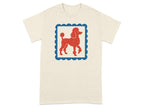 Vintage Red Poodle Graphic Design Casual T-Shirt
