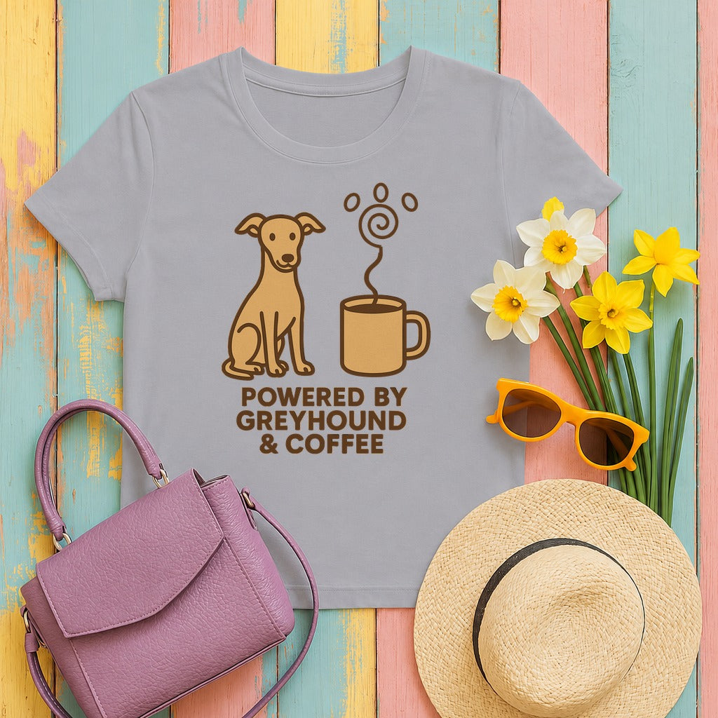 Powered by Greyhound & Coffee Tee in Athletic Heather