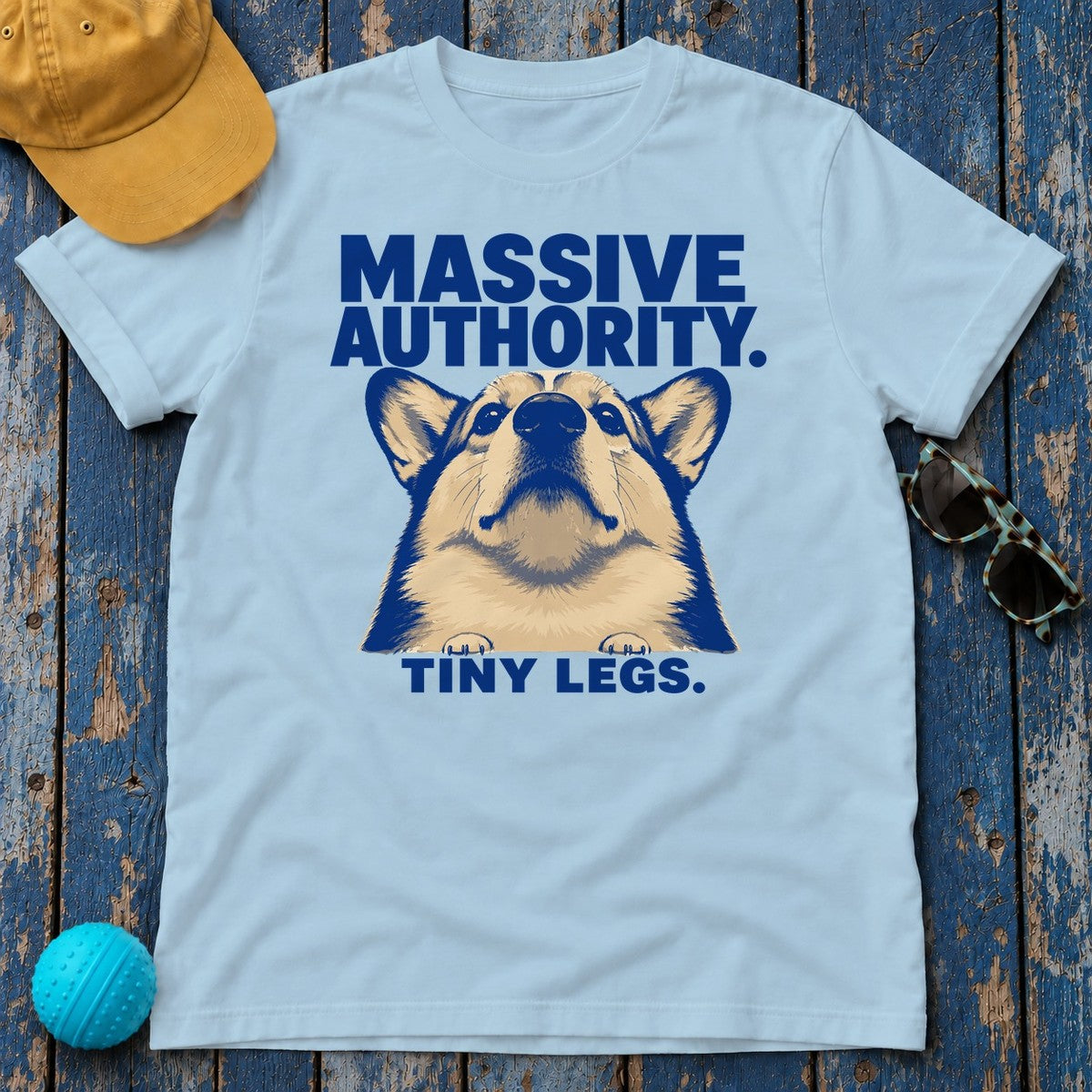 Corgi Authority: Tiny Legs T-Shirt in Light Blue