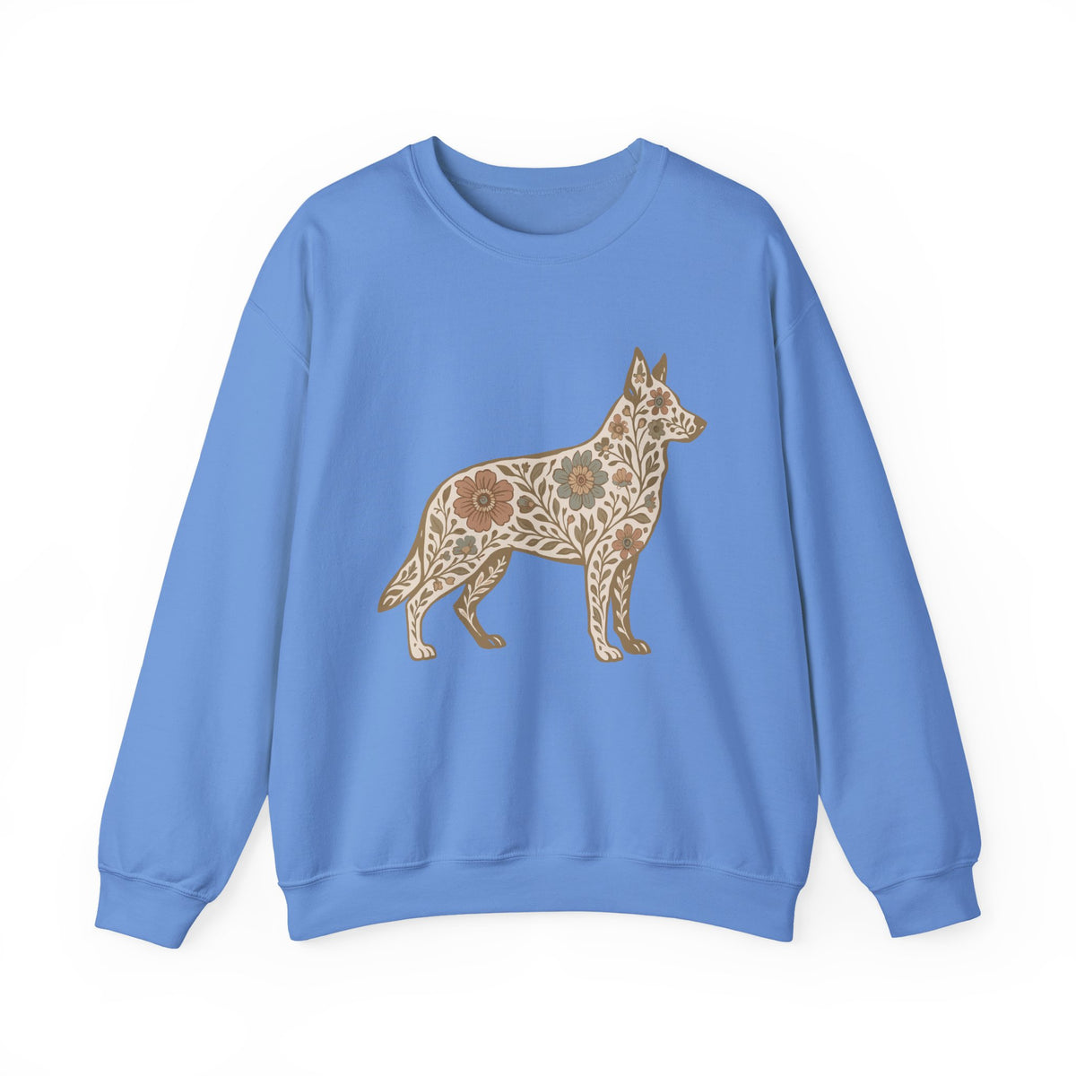 Floral German Shepherd Silhouette Unique Graphic Design Sweatshirt
