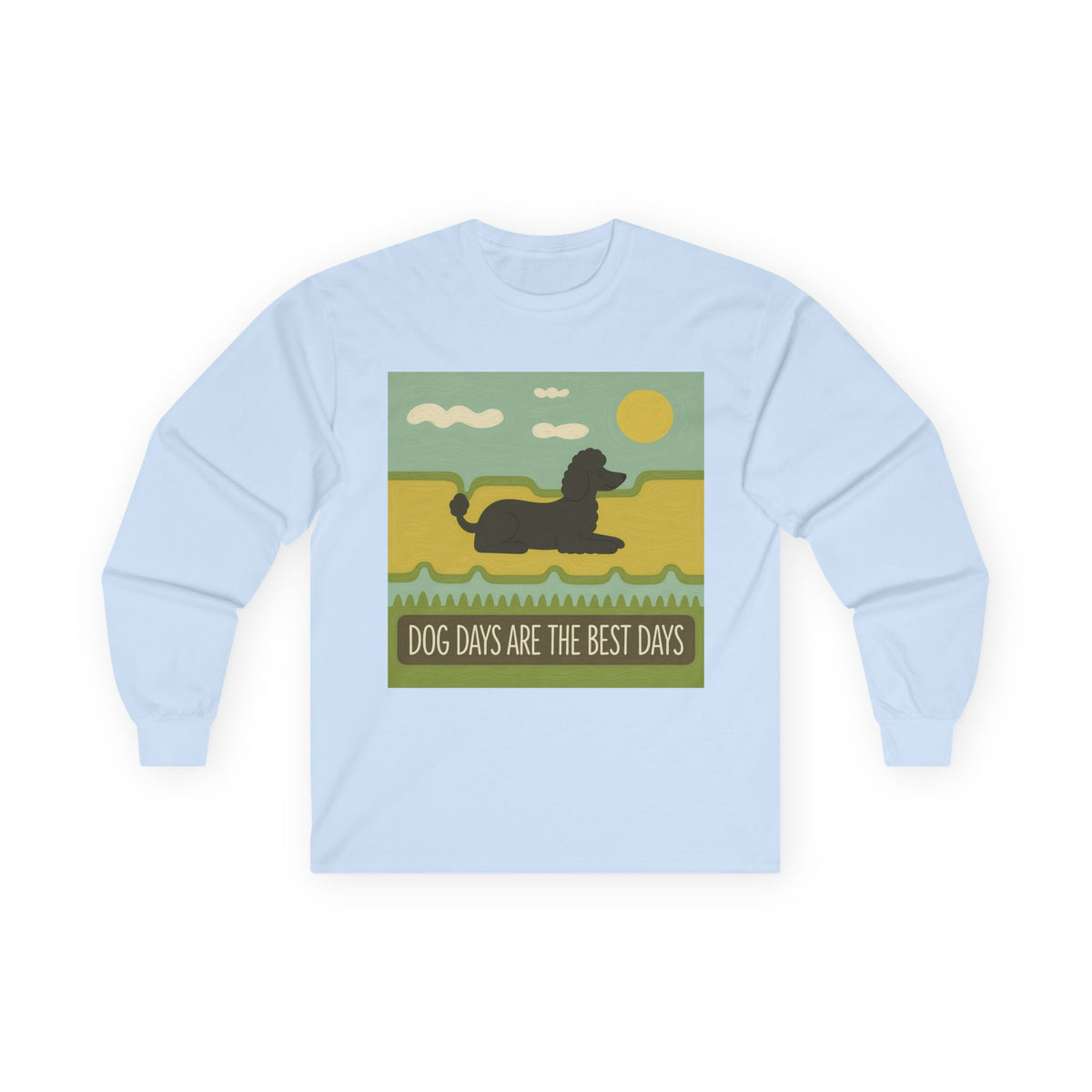 Dog Days Are the Best Days Poodle Long Sleeve Tee in Light Blue