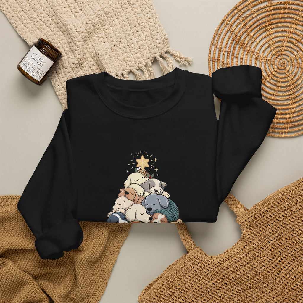 Sleeping Dogs Stacked Christmas Tree Funny Holiday Sweatshirt