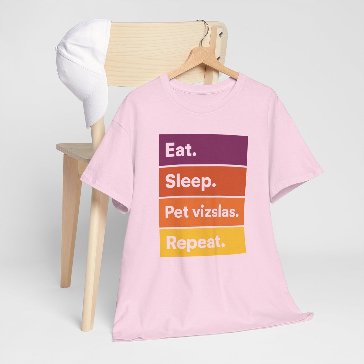Color Block Unisex Tee - Eat, Sleep, Pet Vizslas, Repeat T-Shirt