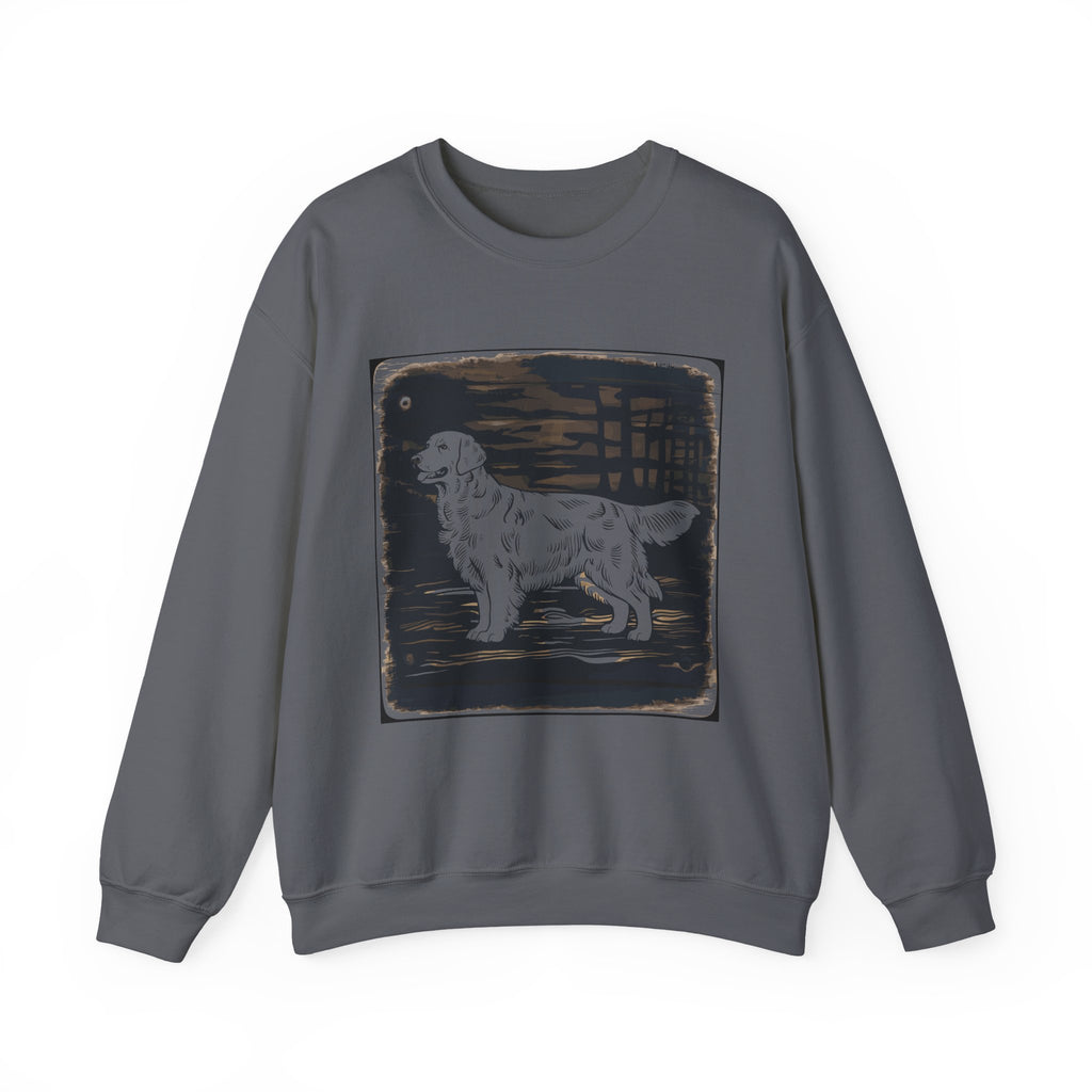 Golden Retriever Woodcut Style Graphic Print Sweatshirt