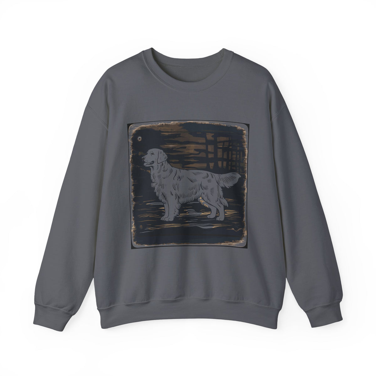 Golden Retriever Woodcut Style Graphic Print Sweatshirt