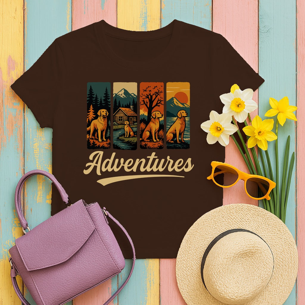 Adventures With Yellow Labrador In Nature T-Shirt in Dark Chocolate