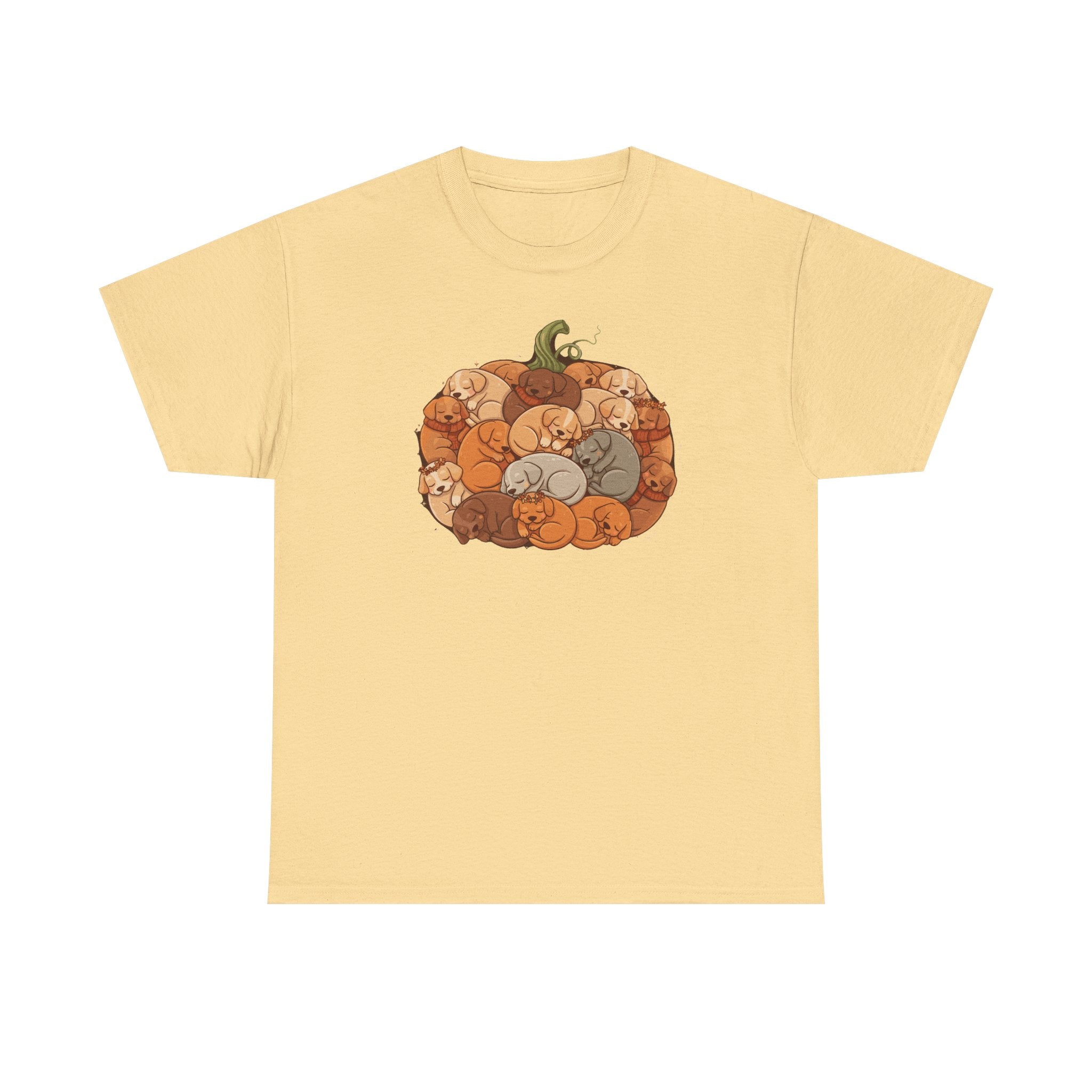 Pumpkin Full of Cute Sleeping Puppies Autumn Vibes T-Shirt