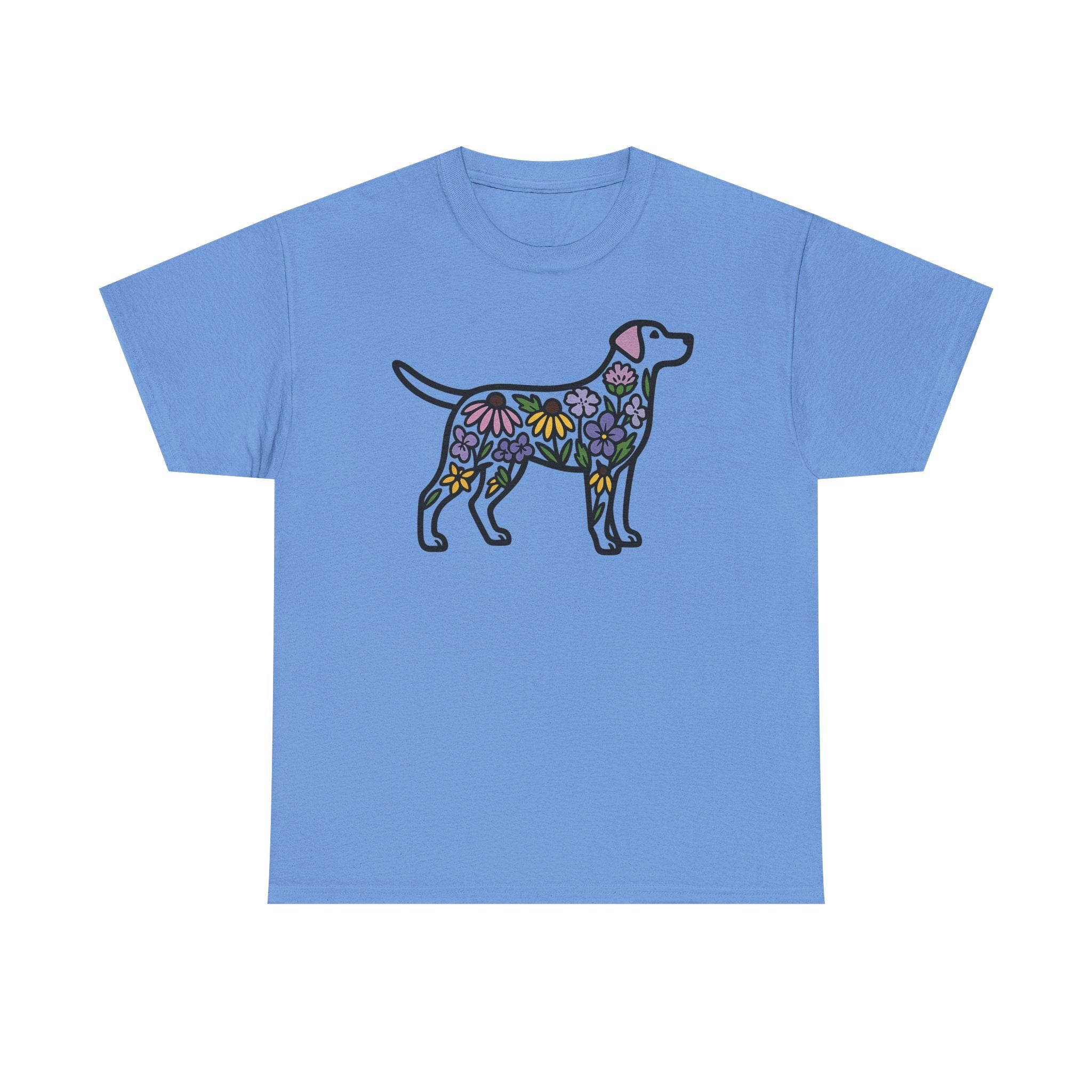 Dog Silhouette Filled with Flowers Graphic Art T-Shirt