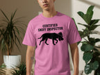 Pink t-shirt with dog silhouette labeled "CERTIFIED SNIFF INSPECTOR".