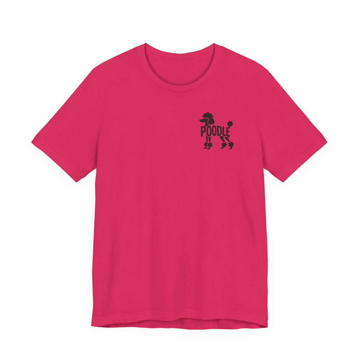 Why Doodle When You Can Poodle Back Print Tee in Fuchsia, front pocket