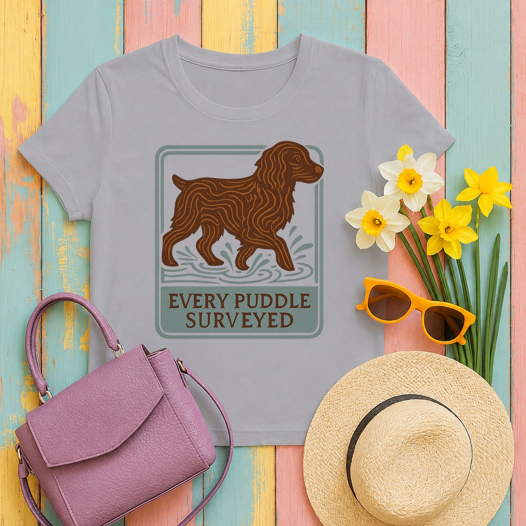 Boykin Spaniel Every Puddle Surveyed T-shirt in Athletic Heather
