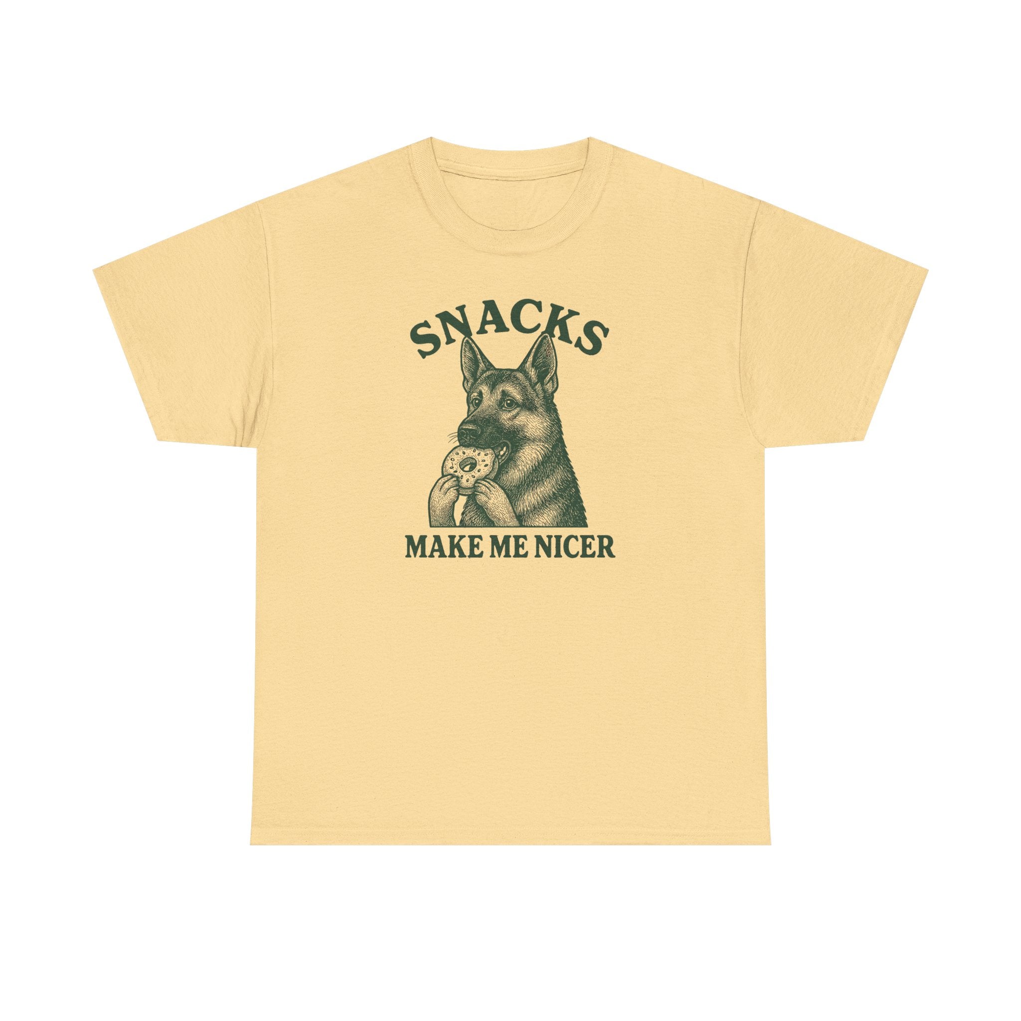 Snacks Make Me Nicer Funny German Shepherd With Donut Cute T-Shirt