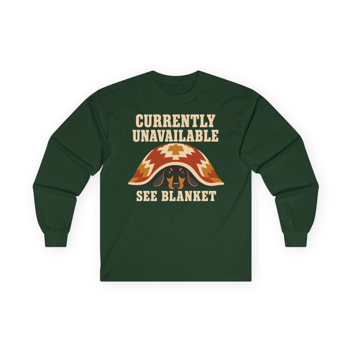 See Blanket Dachshund Long Sleeve Tee in Forest Green