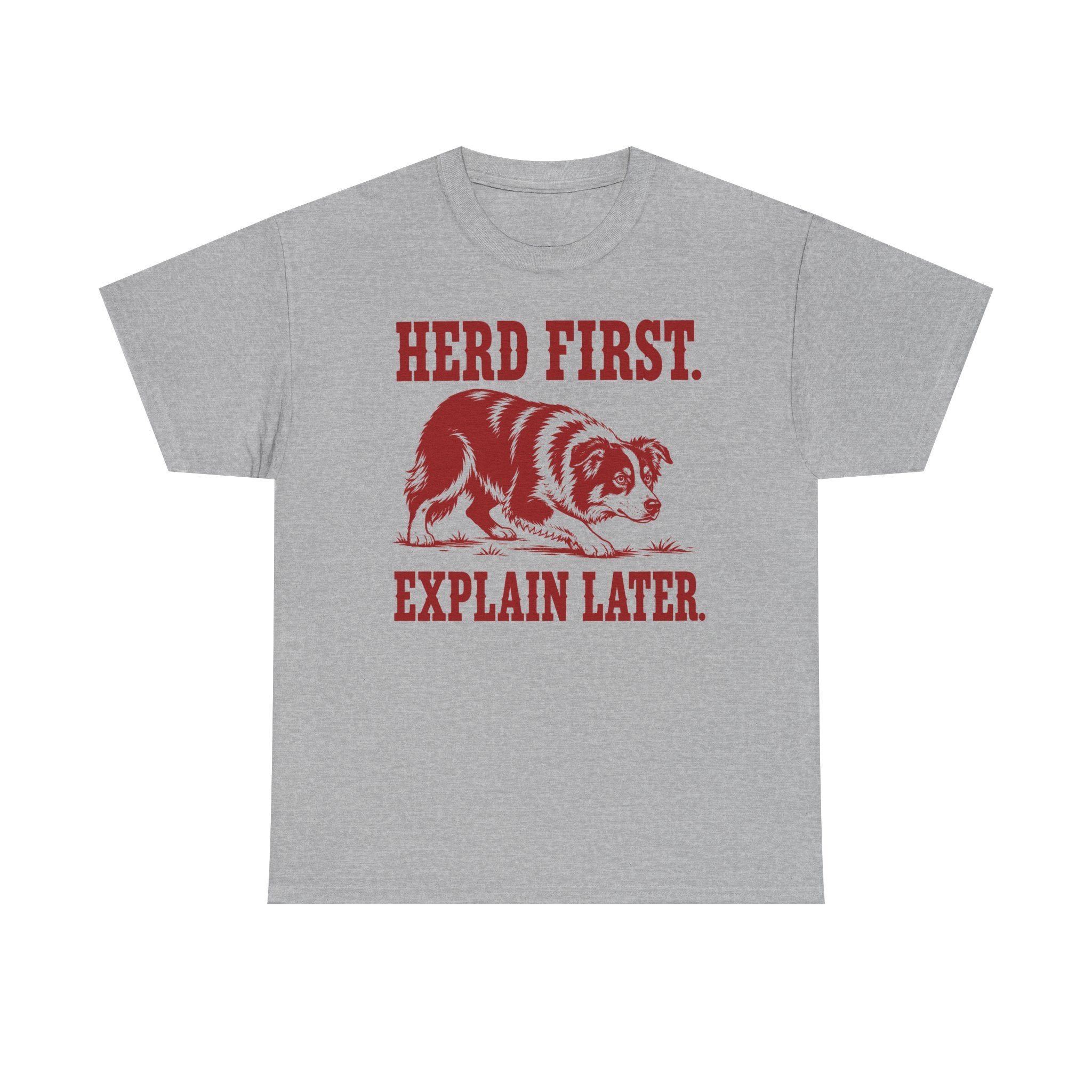 Herd First. Explain Later. Border Collie t-shirt, view 2