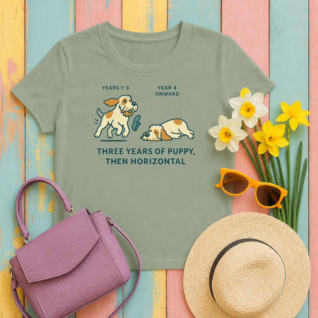 Spinone Italiano Three Years of Puppy Then Horizontal Tee in Sage