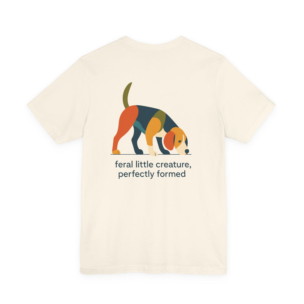 Feral Little Creature Sniffing Beagle Back Print Tee in Natural, back
