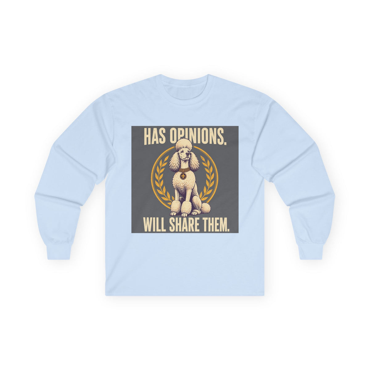 Elegant Opinions Poodle Long Sleeve Tee in Light Blue