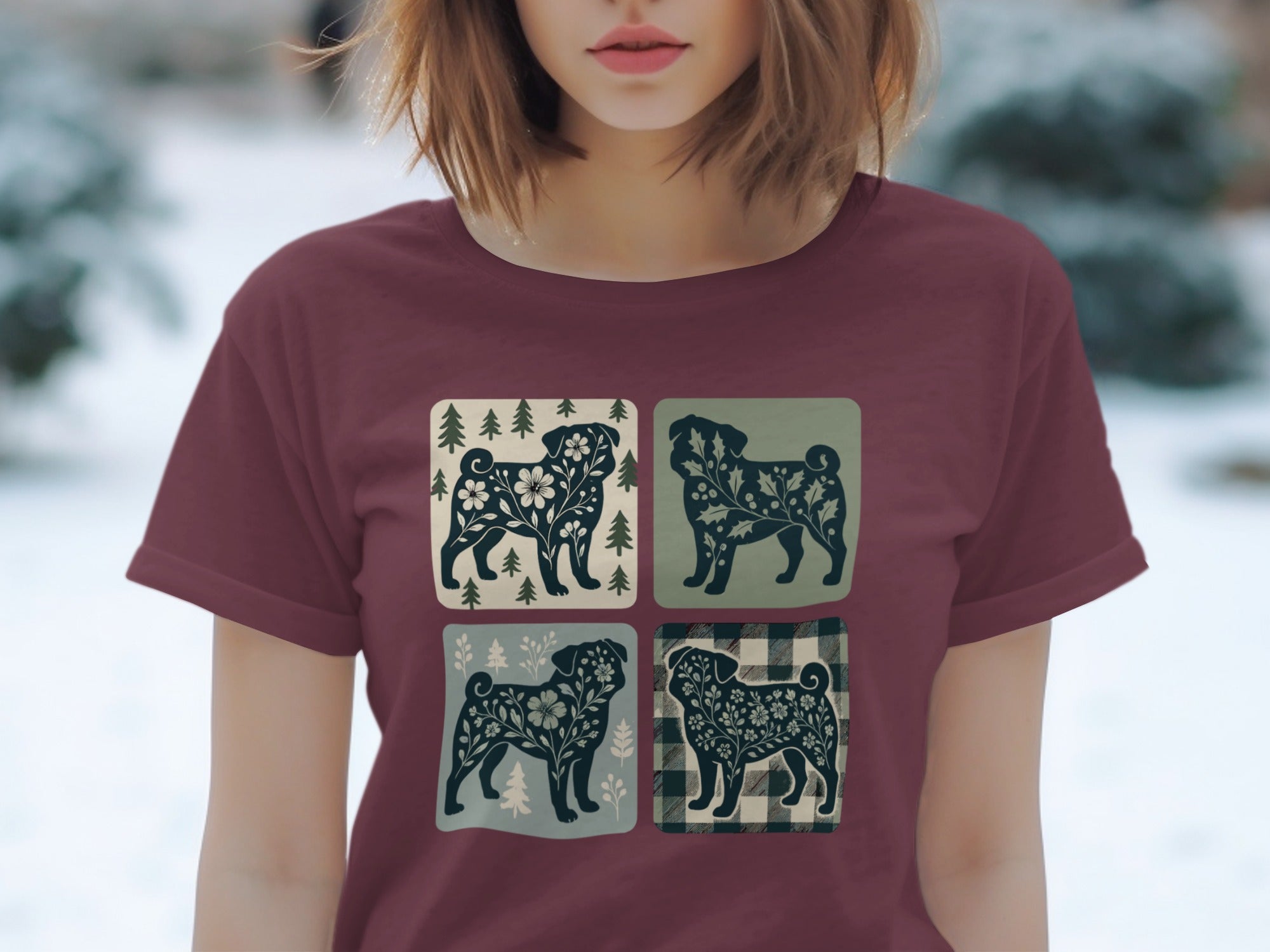 Graphic Tee Featuring Multiple Stylized Dog Designs