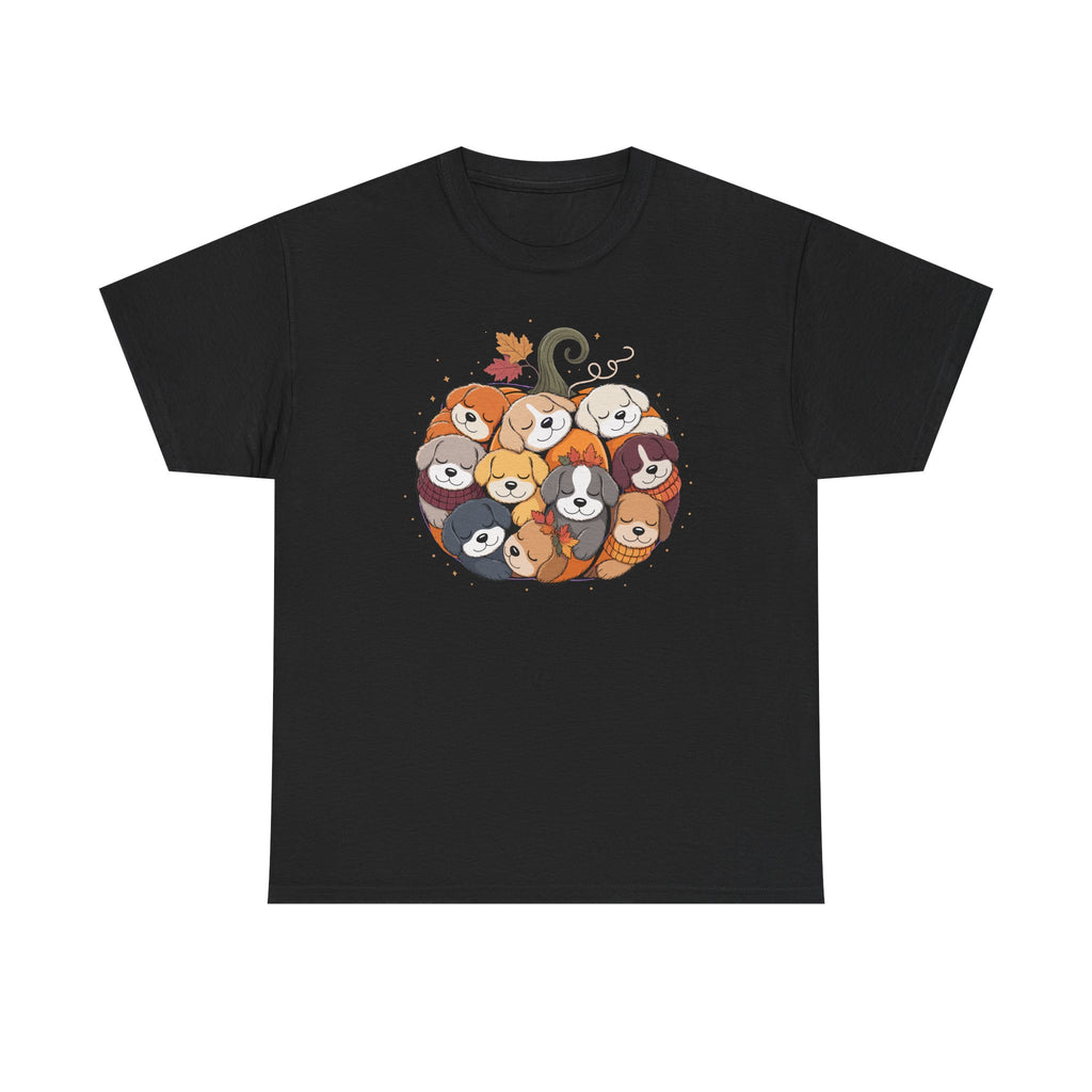 Dogs in Pumpkin Pile Autumn Festive Season Graphic T-Shirt