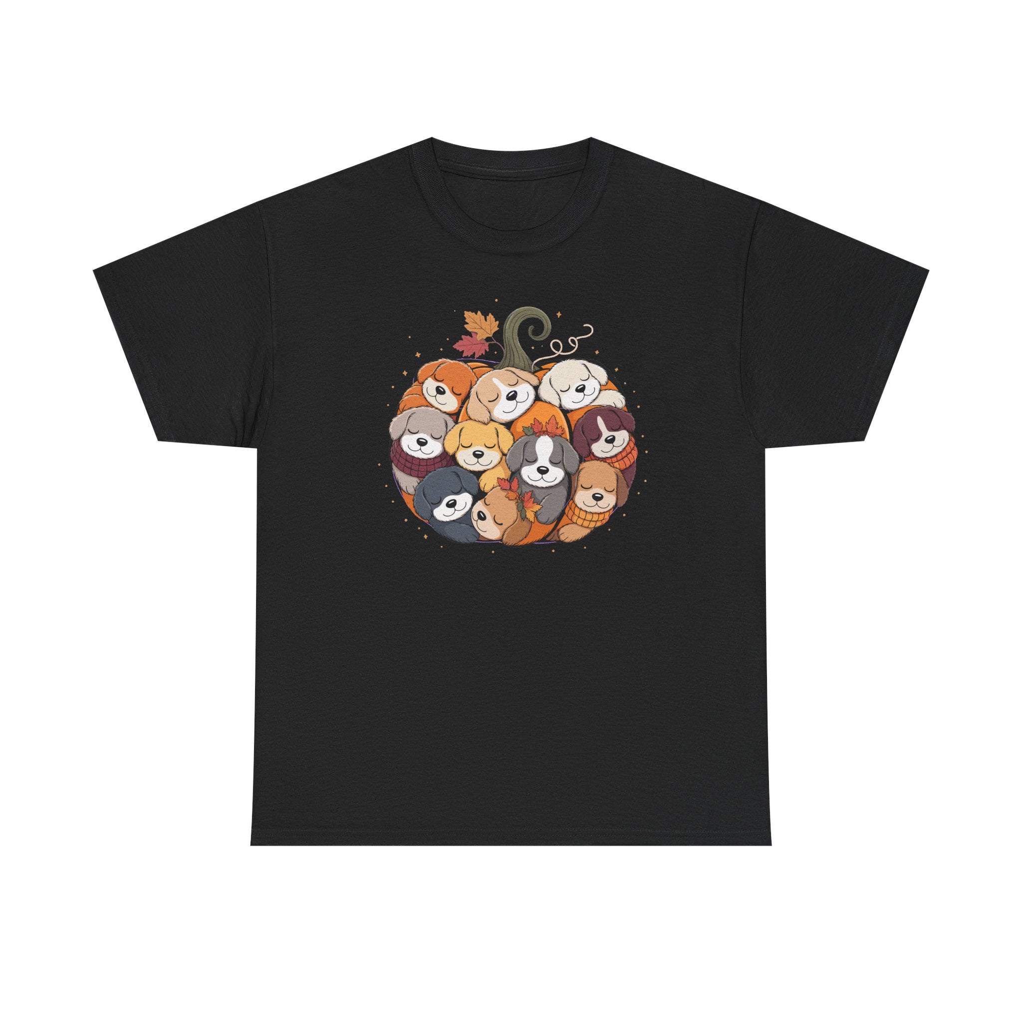 Dogs in Pumpkin Pile Autumn Festive Season Graphic T-Shirt