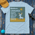 Whimsical Chihuahua Days T-Shirt in Light Blue