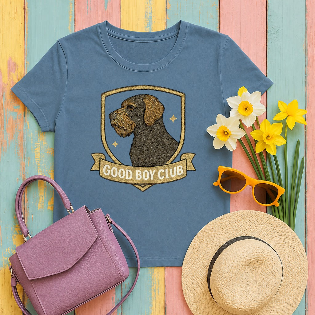 Wirehaired Pointing Griffon Good Boy Club T-shirt in Steel Blue