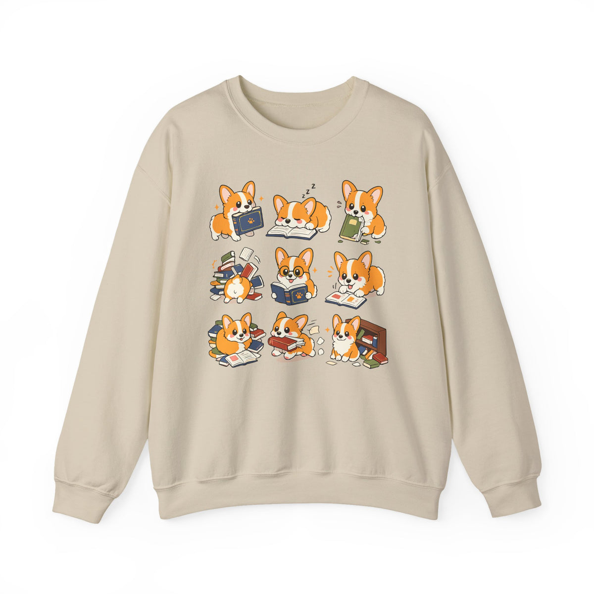 The Bookish Corgi Sweatshirt in Sand