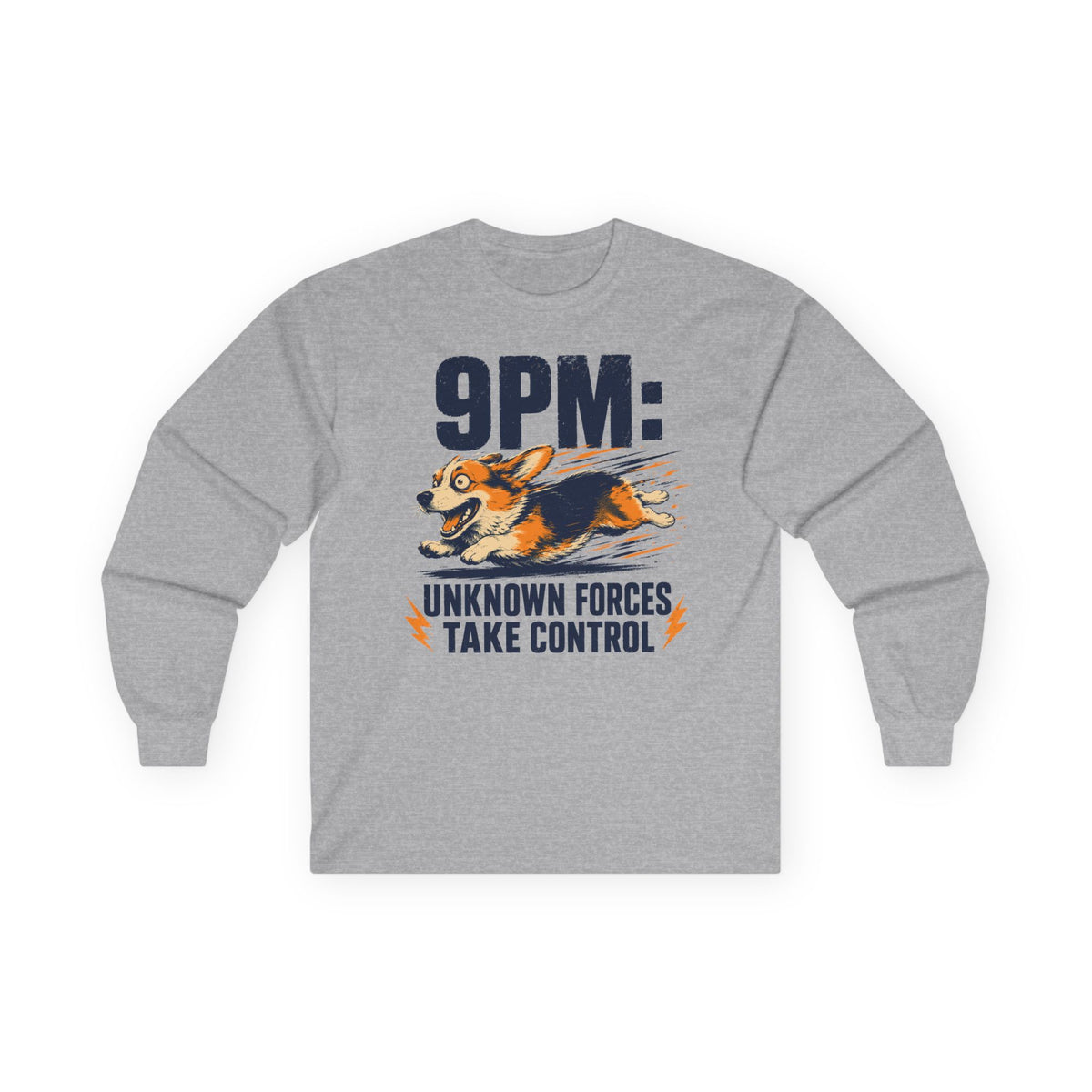 9PM Corgi Zoomies Long Sleeve Tee in Sport Grey