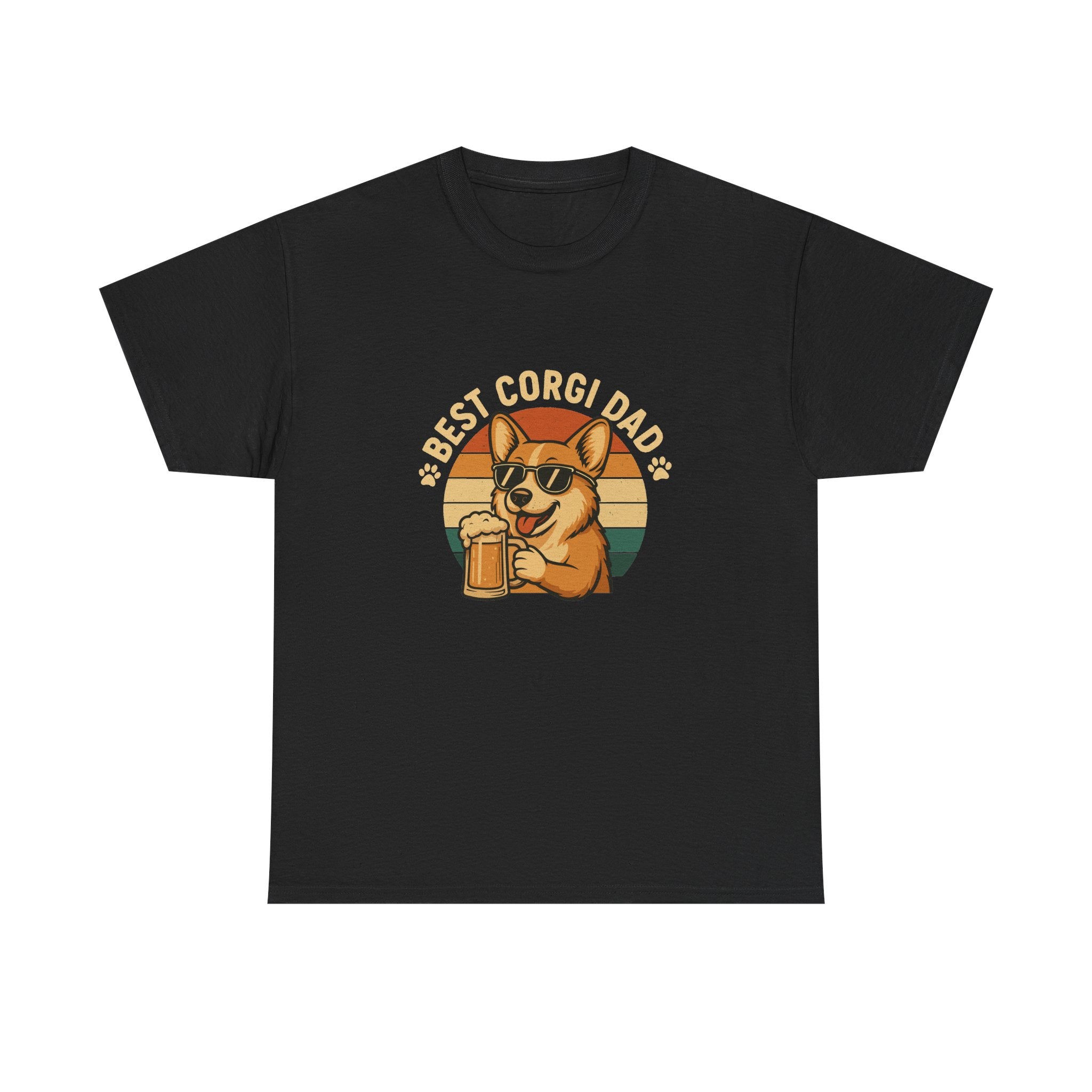 Best Corgi Dad Beer Lover Dog Retro Style Art T-Shirt
