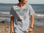Light gray t-shirt with "Corgi Logic" flowchart about barking.