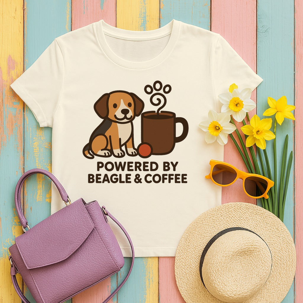 Powered By Beagle & Coffee Premium T-Shirt in Natural