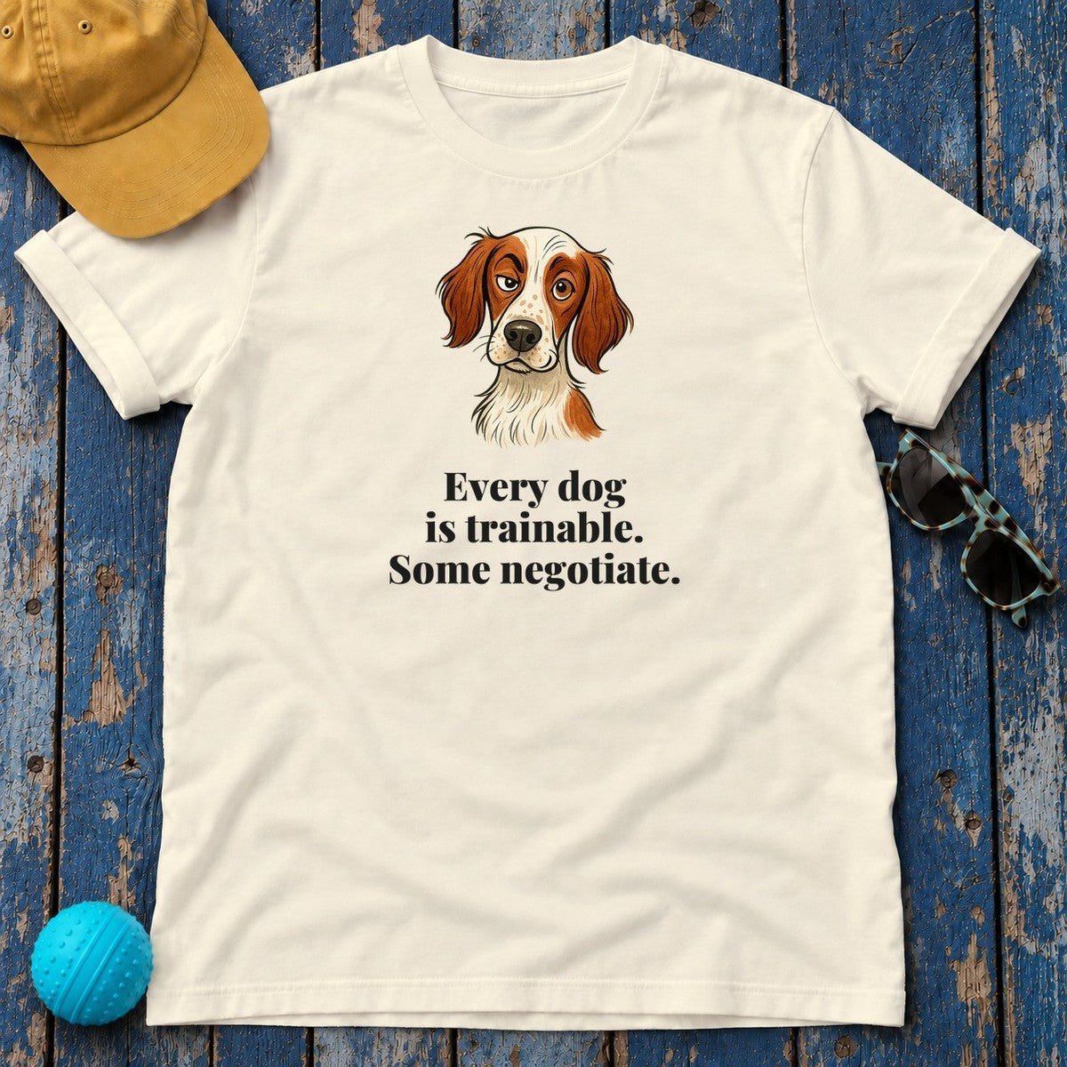 Irish Red and White Setter Some Negotiate Tee in Natural