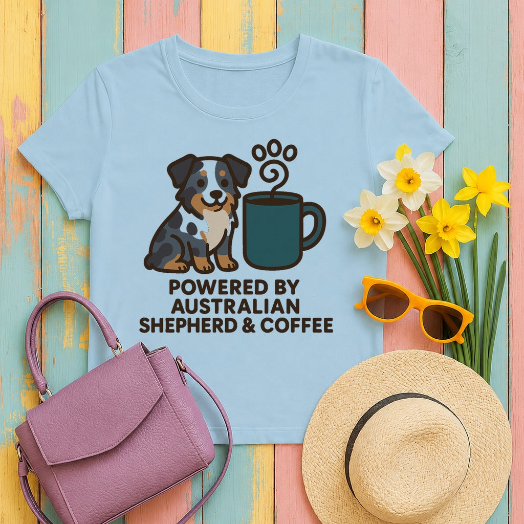 Powered By Aussie & Coffee T-Shirt in Light Blue