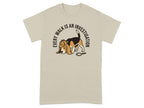 Beagle in detective hat and magnifying glass on beige t-shirt.