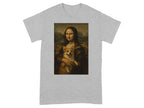Mona Lisa with Corgi Funny Graphic Art T-shirt